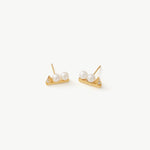 Rock Pearl Spike Stud Earrings | Gold Vermeil Pearl & Zircon Studs – MaiaMina