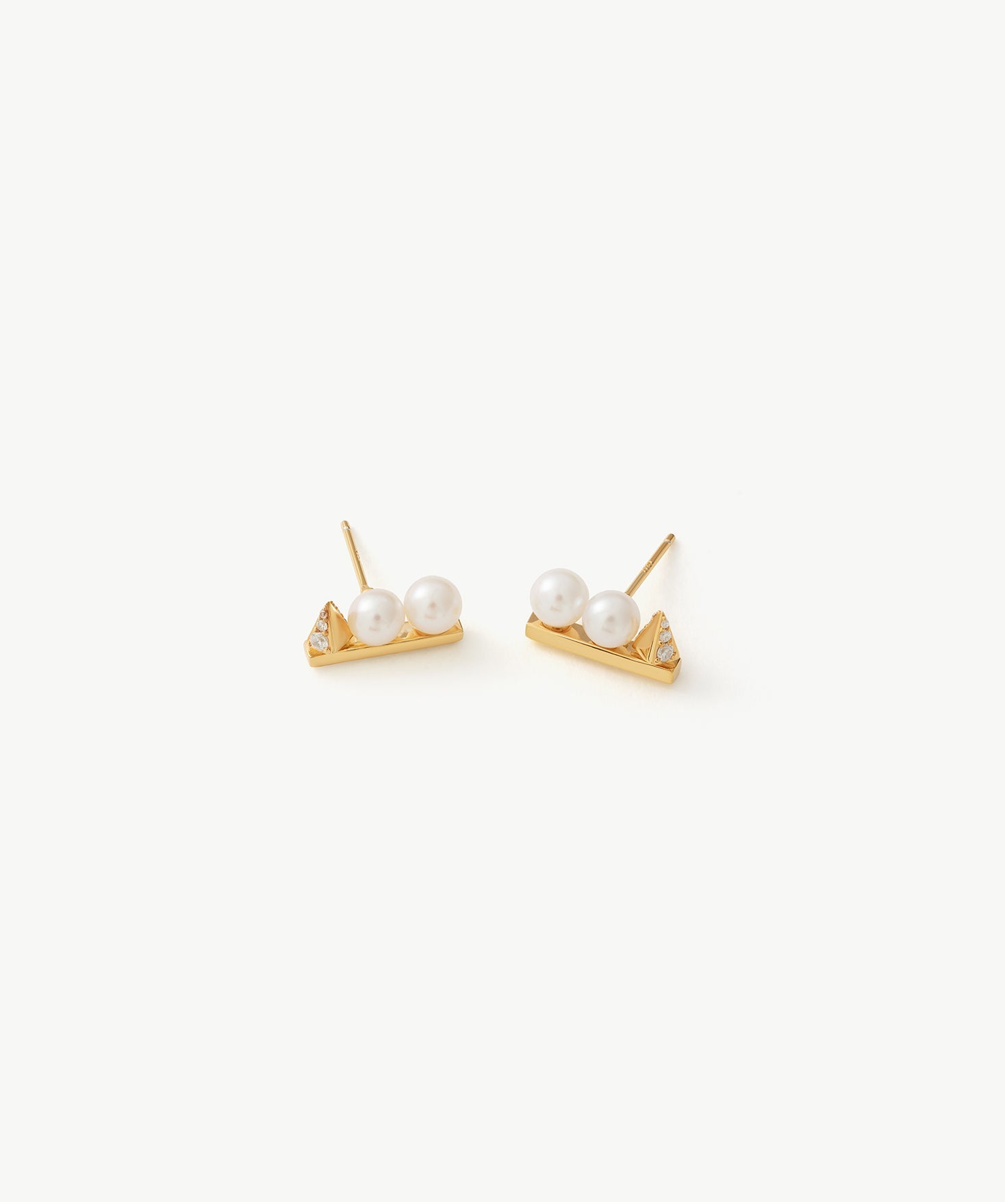 Rock Pearl Spike Stud Earrings | Gold Vermeil Pearl & Zircon Studs – MaiaMina