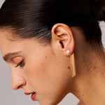 Elegant Pearl and 18K Gold Plated Sterling Silver Tassel Drop Earrings | Women's Jewelry | MaiaMina