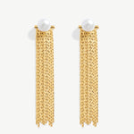 Elegant Pearl and 18K Gold Plated Sterling Silver Tassel Drop Earrings | Women's Jewelry | MaiaMina