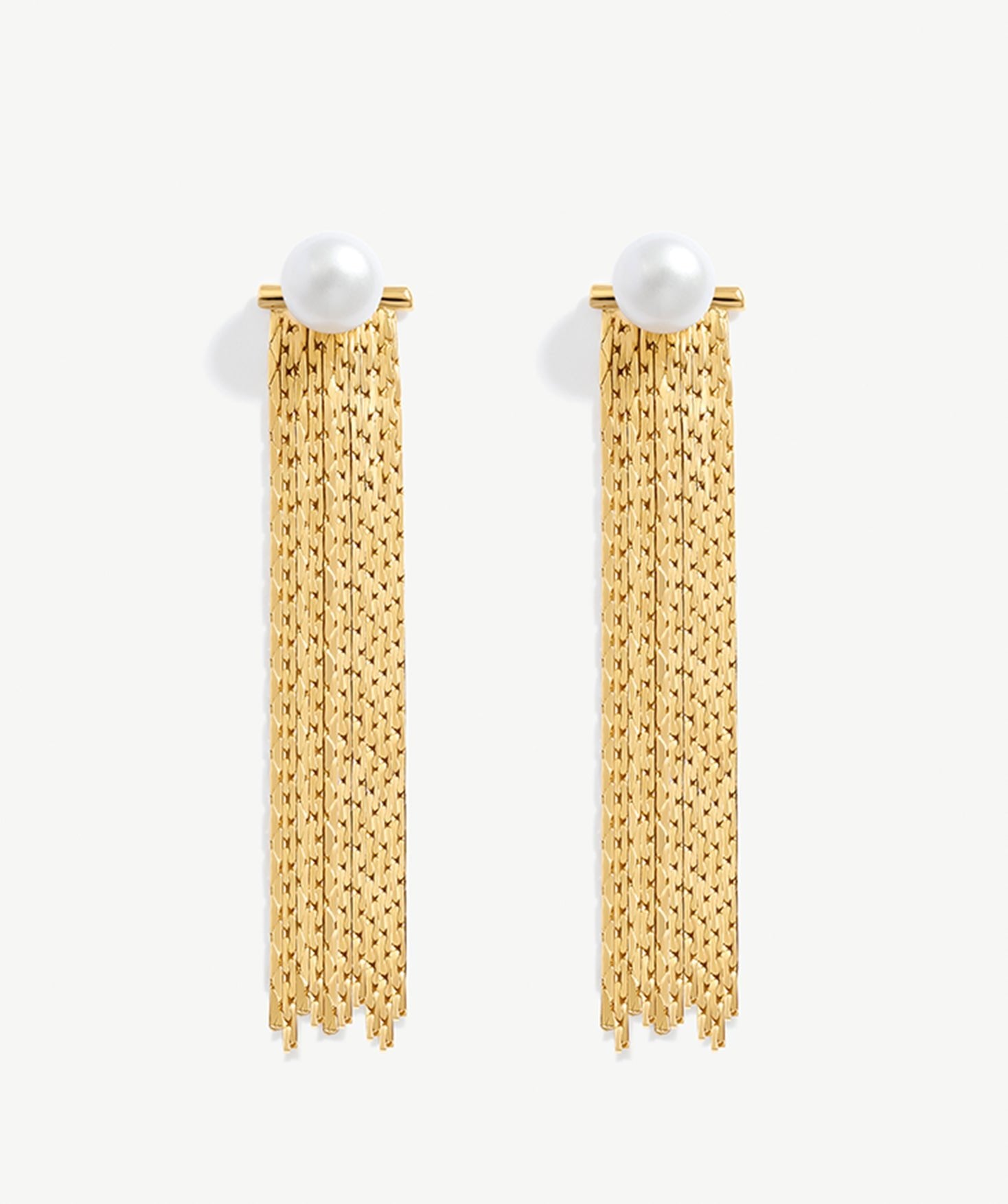 Elegant Pearl and 18K Gold Plated Sterling Silver Tassel Drop Earrings | Women's Jewelry | MaiaMina