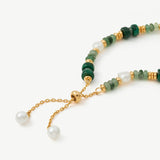 Malachite and Pearl Green Beaded Bracelet - MaiaMina