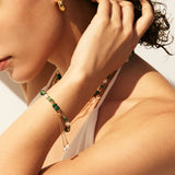 Malachite and Pearl Green Beaded Bracelet - MaiaMina