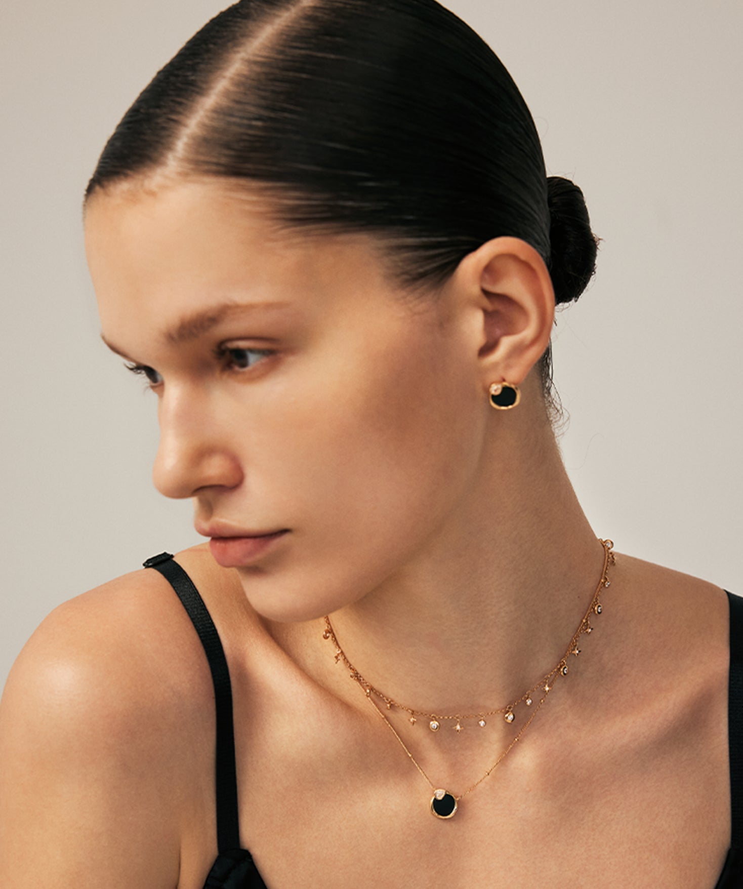Black Onyx Snake Stud Earrings - 18K Gold Plated Jewelry | MaiaMina