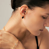 Black Onyx Snake Stud Earrings - 18K Gold Plated Jewelry | MaiaMina