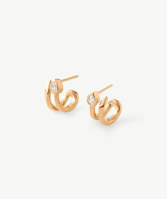 18K Gold Plated Snake Hoop Earrings with Pave Diamonds – Symbol of Rebirth & Strength | MaiaMina