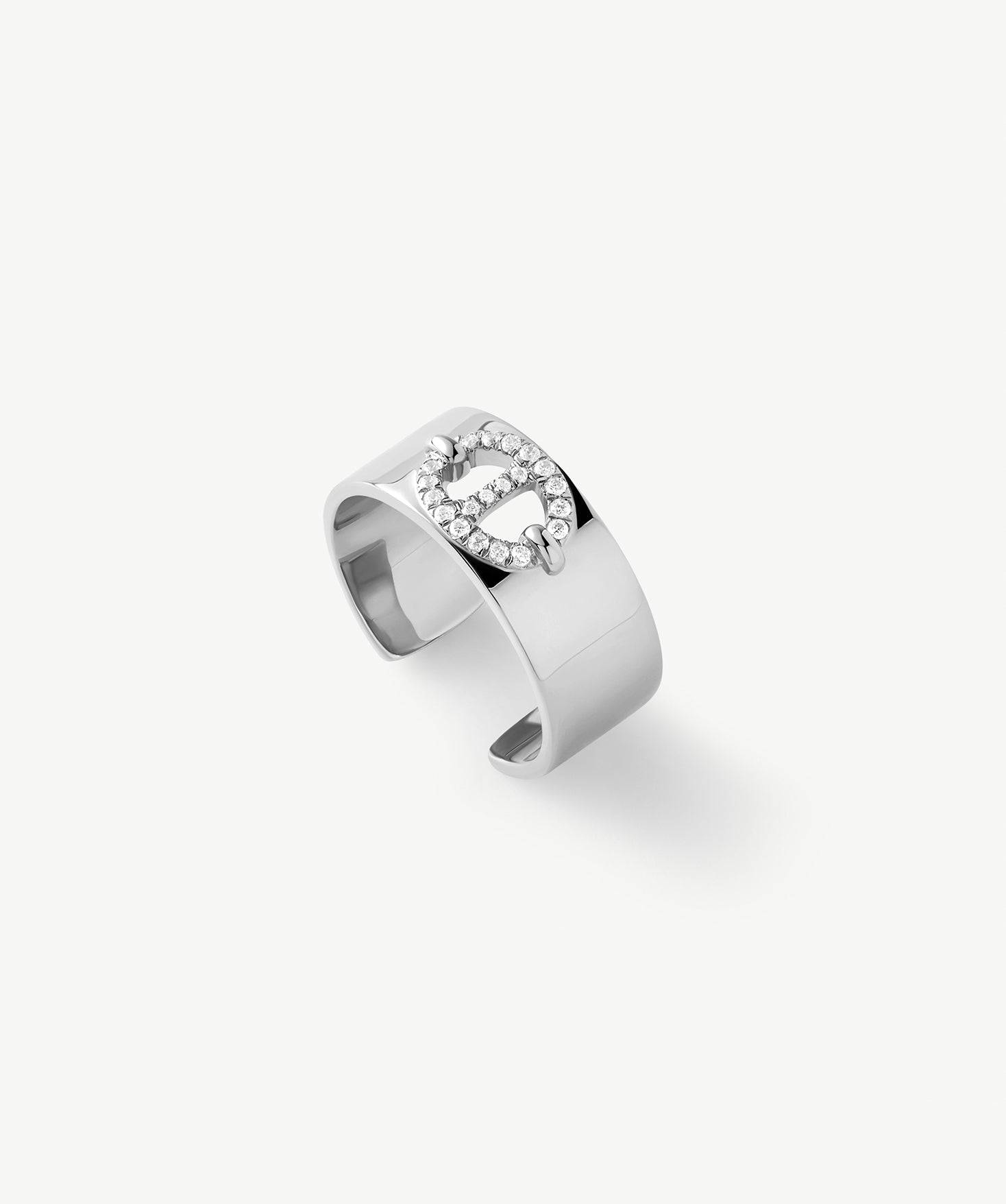 925 Sterling Silver Mariner Adjustable Band Ring with Pave Diamonds – Genderless Nautical Design | MaiaMina