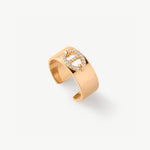 18K Gold Plated Mariner Adjustable Band Ring with Pave Diamonds – Genderless Nautical Design | MaiaMina