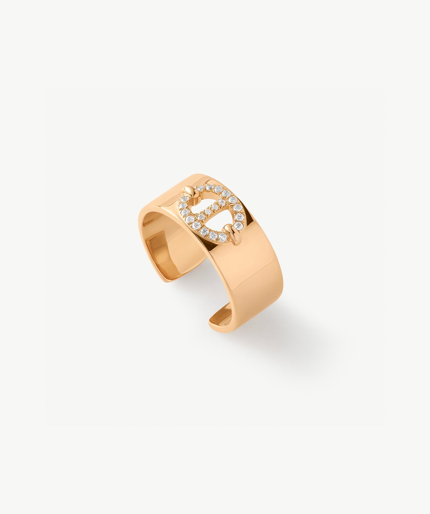 18K Gold Plated Mariner Adjustable Band Ring with Pave Diamonds – Genderless Nautical Design | MaiaMina