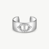 925 Sterling Silver Mariner Adjustable Band Ring with Pave Diamonds – Genderless Nautical Design | MaiaMina