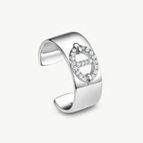 925 Sterling Silver Mariner Adjustable Band Ring with Pave Diamonds – Genderless Nautical Design | MaiaMina