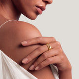 18K Gold Plated Mariner Adjustable Band Ring with Pave Diamonds – Genderless Nautical Design | MaiaMina