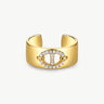 18K Gold Plated Mariner Adjustable Band Ring with Pave Diamonds – Genderless Nautical Design | MaiaMina