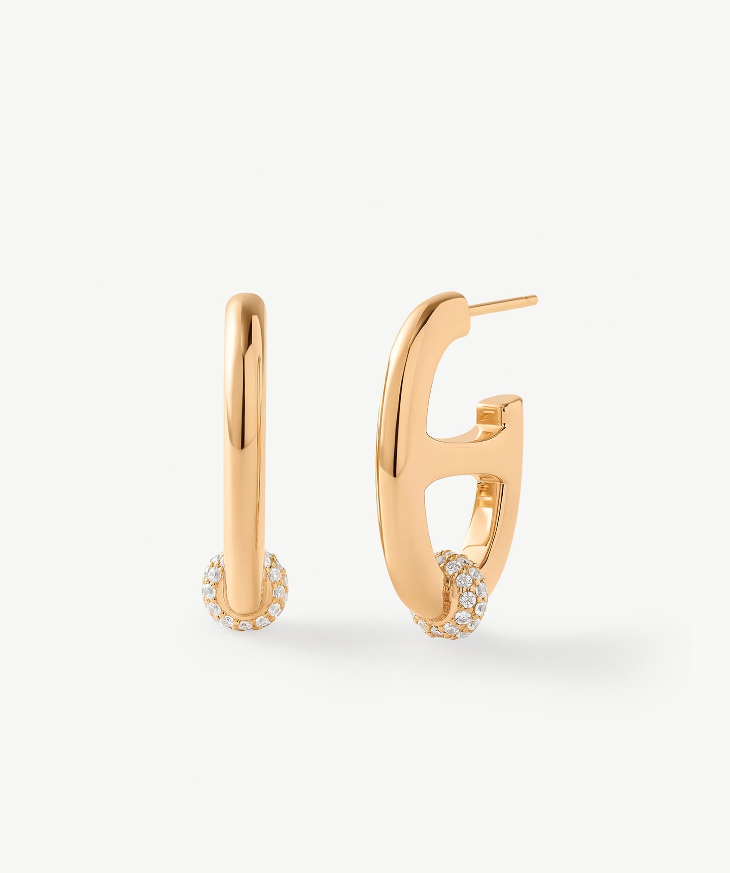 18K Gold Plated Mariner Hoop Earrings with Pave Diamonds – Contemporary Nautical Jewelry | MaiaMina