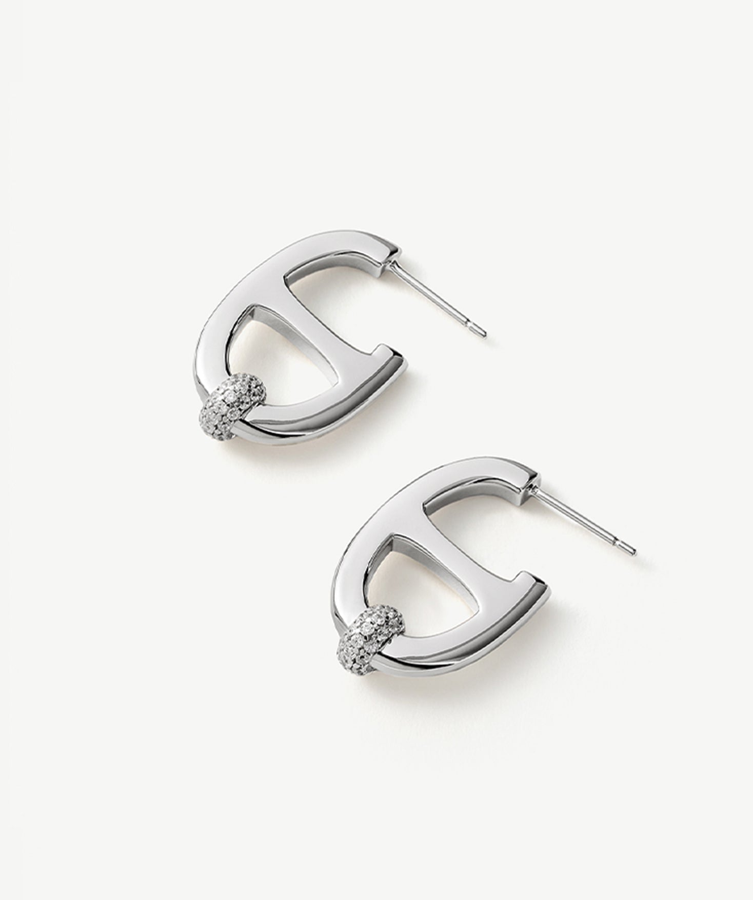 925 Sterling Silver Mariner Hoop Earrings with Pave Diamonds – Contemporary Nautical Jewelry | MaiaMina
