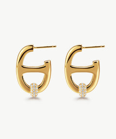 18K Gold Plated Mariner Hoop Earrings with Pave Diamonds – Contemporary Nautical Jewelry | MaiaMina