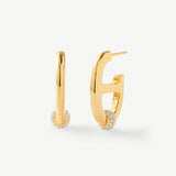 18K Gold Plated Mariner Hoop Earrings with Pave Diamonds – Contemporary Nautical Jewelry | MaiaMina