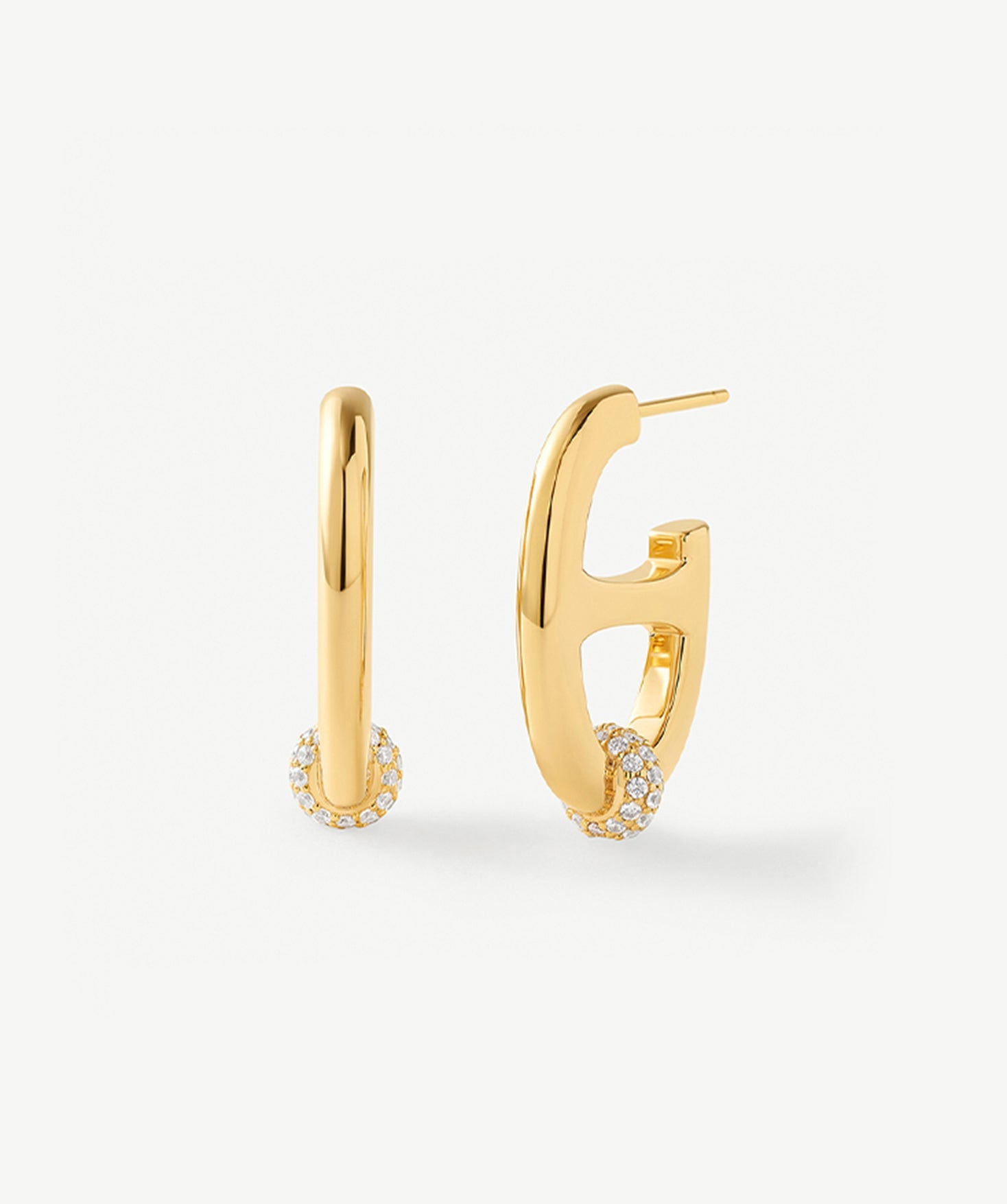 18K Gold Plated Mariner Hoop Earrings with Pave Diamonds – Contemporary Nautical Jewelry | MaiaMina