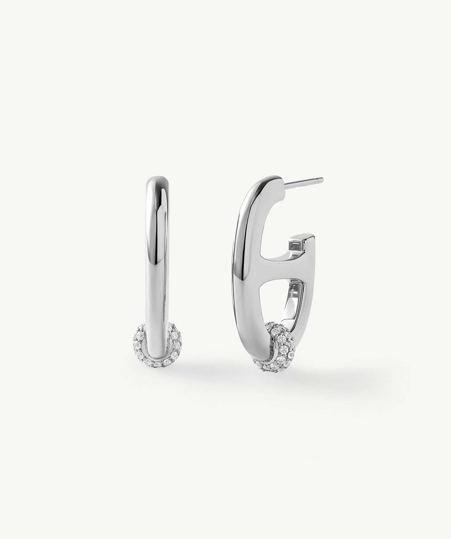 925 Sterling Silver Mariner Hoop Earrings with Pave Diamonds – Contemporary Nautical Jewelry | MaiaMina