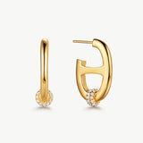 18K Gold Plated Mariner Hoop Earrings with Pave Diamonds – Contemporary Nautical Jewelry | MaiaMina