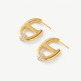 18K Gold Plated Mariner Hoop Earrings with Pave Diamonds – Contemporary Nautical Jewelry | MaiaMina