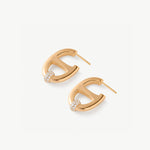 18K Gold Plated Mariner Hoop Earrings with Pave Diamonds – Contemporary Nautical Jewelry | MaiaMina