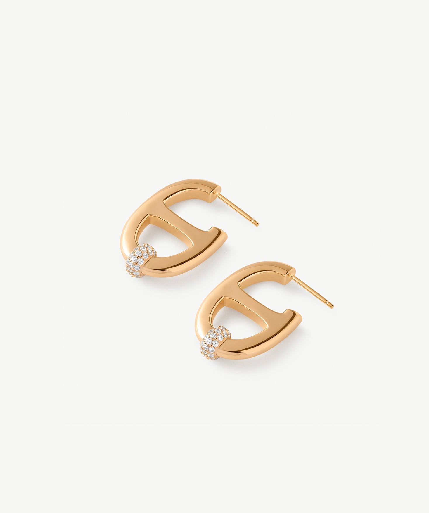 18K Gold Plated Mariner Hoop Earrings with Pave Diamonds – Contemporary Nautical Jewelry | MaiaMina