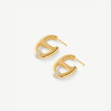 18K Gold Plated Mariner Hoop Earrings with Pave Diamonds – Contemporary Nautical Jewelry | MaiaMina