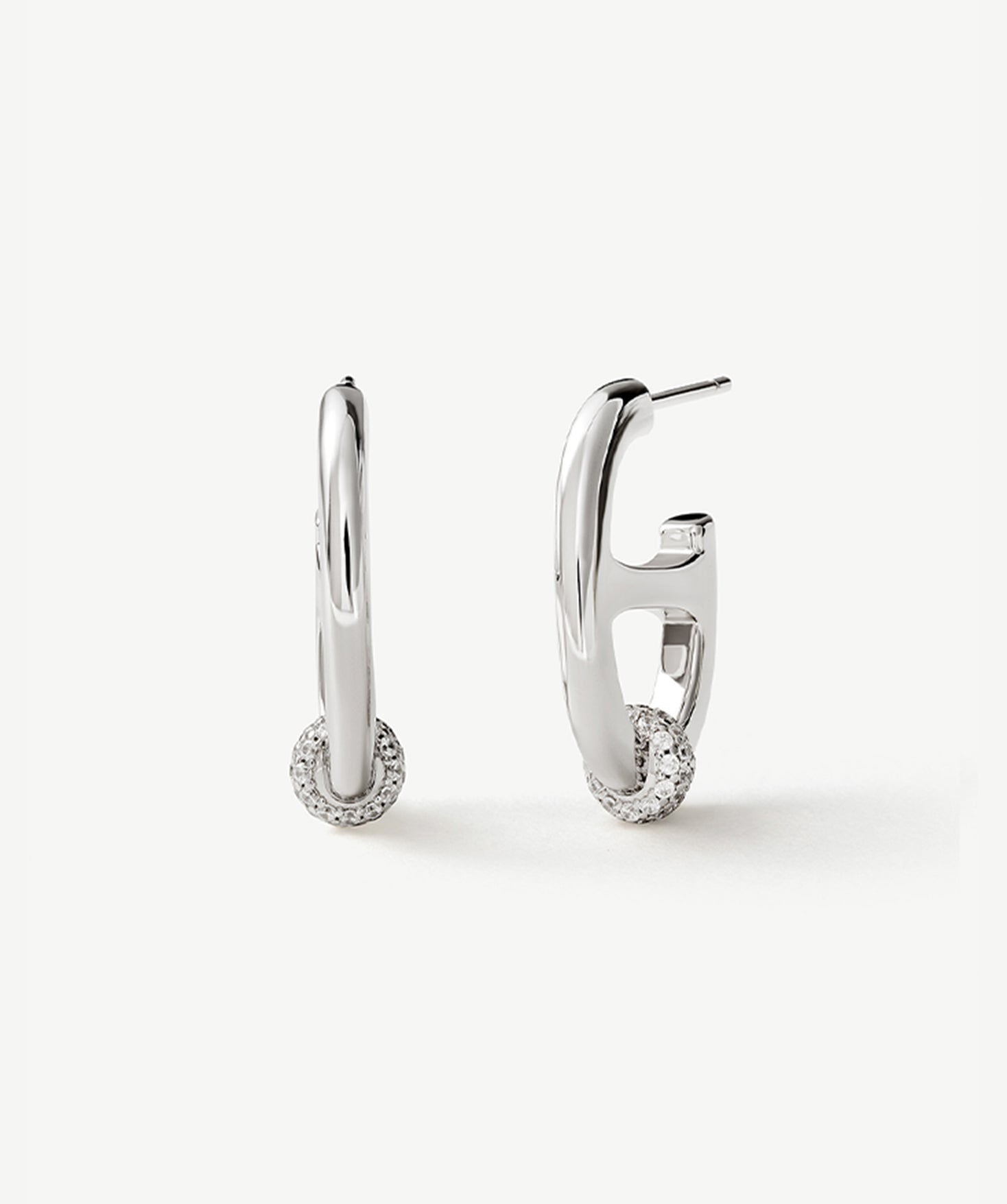 925 Sterling Silver Mariner Hoop Earrings with Pave Diamonds – Contemporary Nautical Jewelry | MaiaMina
