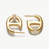 18K Gold Plated Mariner Hoop Earrings with Pave Diamonds – Contemporary Nautical Jewelry | MaiaMina