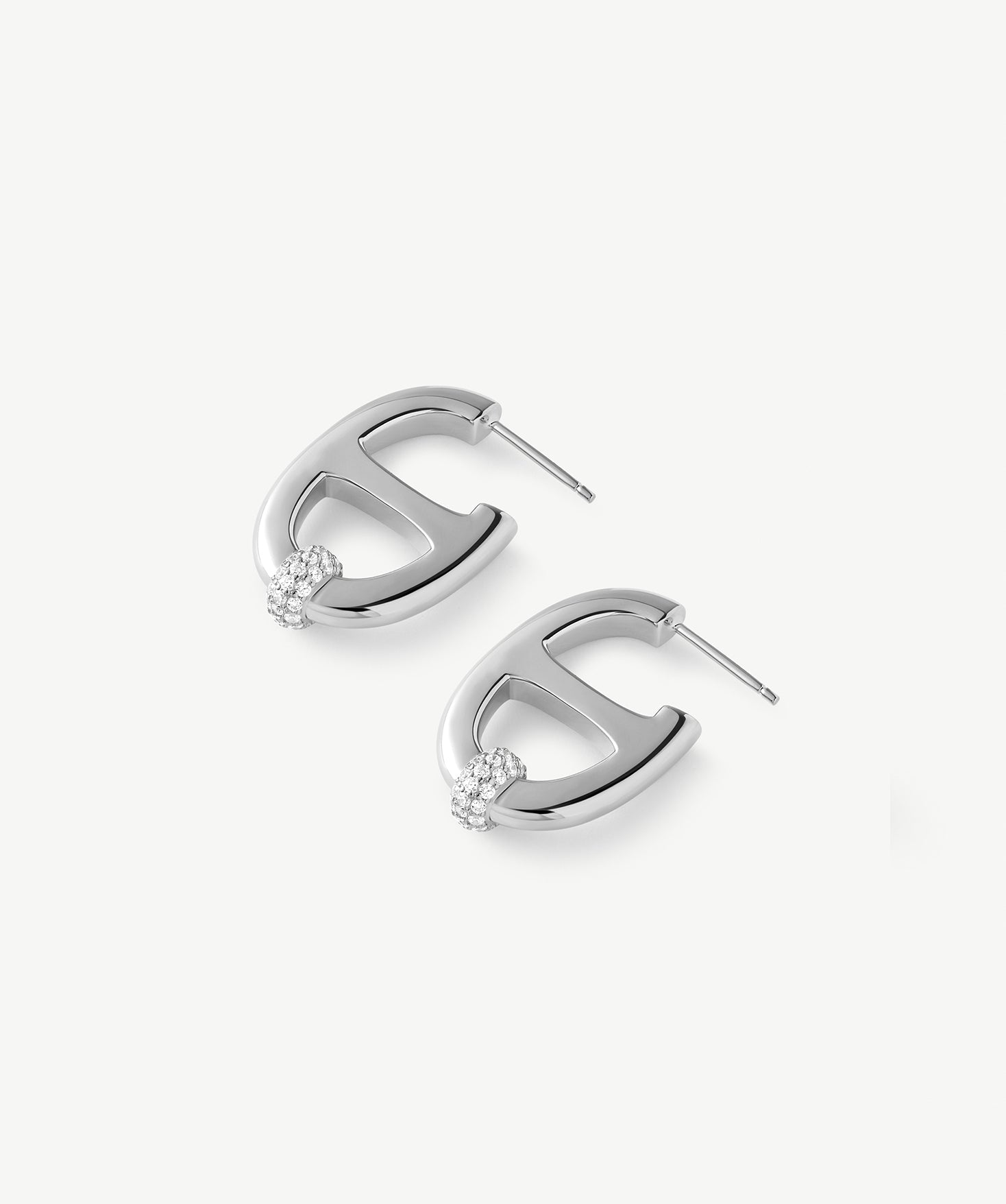 925 Sterling Silver Mariner Hoop Earrings with Pave Diamonds – Contemporary Nautical Jewelry | MaiaMina