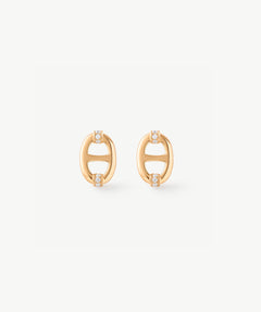 18K Gold Plated Mariner Stud Earrings – Elegant Nautical Design | MaiaMina