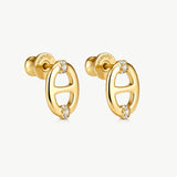 18K Gold Plated Mariner Stud Earrings – Elegant Nautical Design | MaiaMina