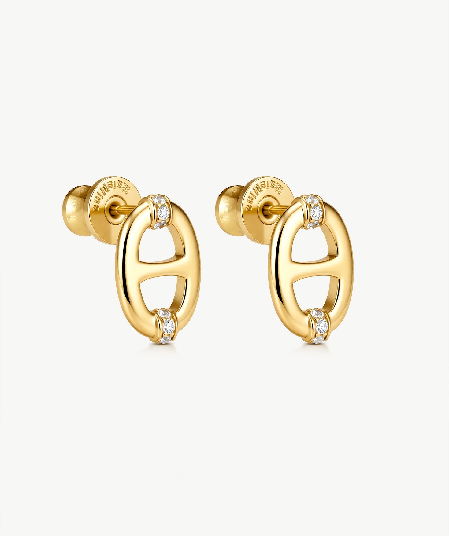 18K Gold Plated Mariner Stud Earrings – Elegant Nautical Design | MaiaMina