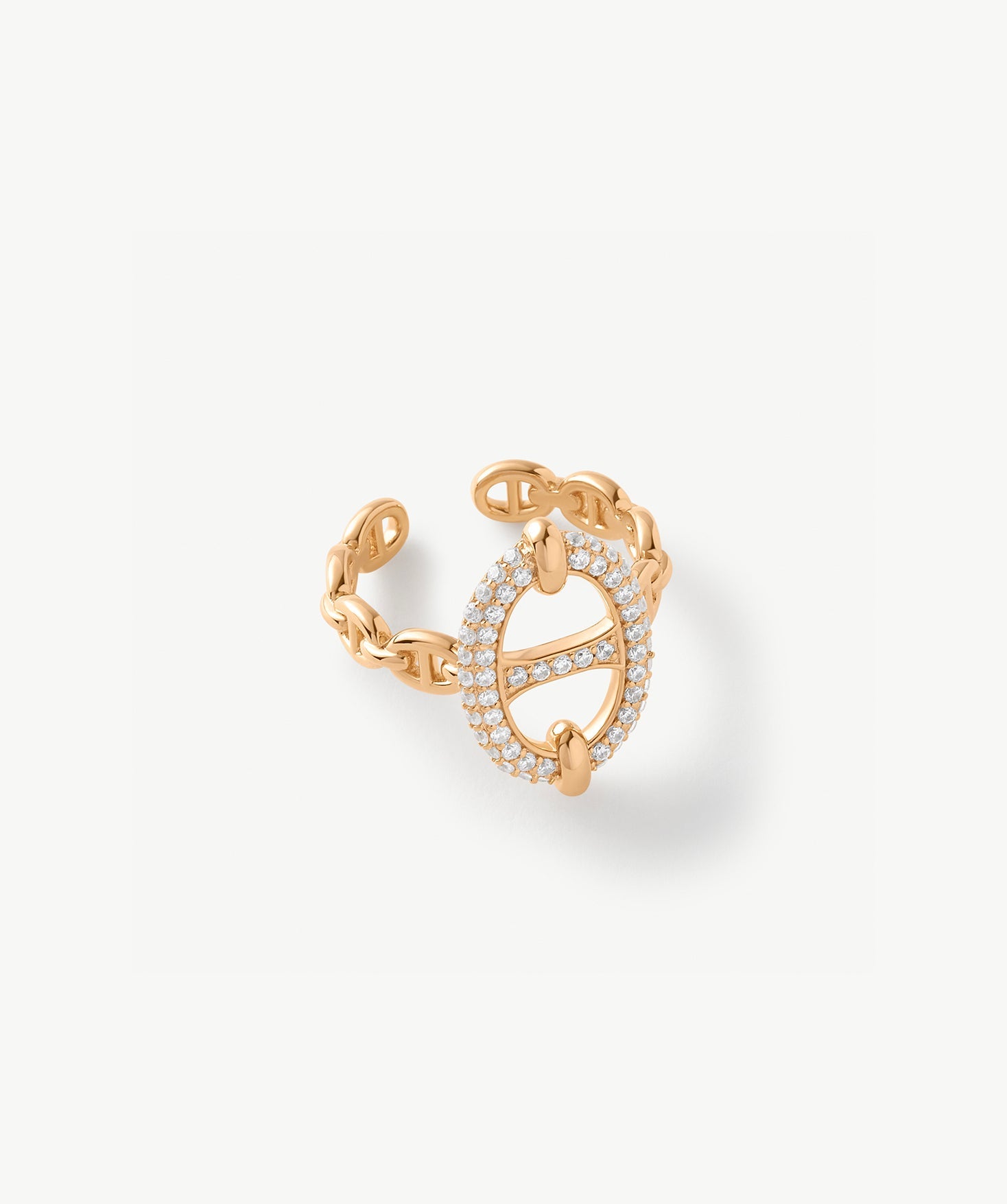 18K Gold Plated Pave Mariner Chain Adjustable Ring – Symbol of Strength & Courage | MaiaMina
