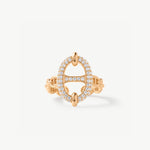 18K Gold Plated Pave Mariner Chain Adjustable Ring – Symbol of Strength & Courage | MaiaMina