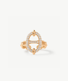 18K Gold Plated Pave Mariner Chain Adjustable Ring – Symbol of Strength & Courage | MaiaMina