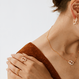 18K Gold Plated Pave Mariner Chain Adjustable Ring – Symbol of Strength & Courage | MaiaMina