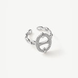 925 Sterling Silver Pave Mariner Chain Adjustable Ring – Symbol of Strength & Courage | MaiaMina