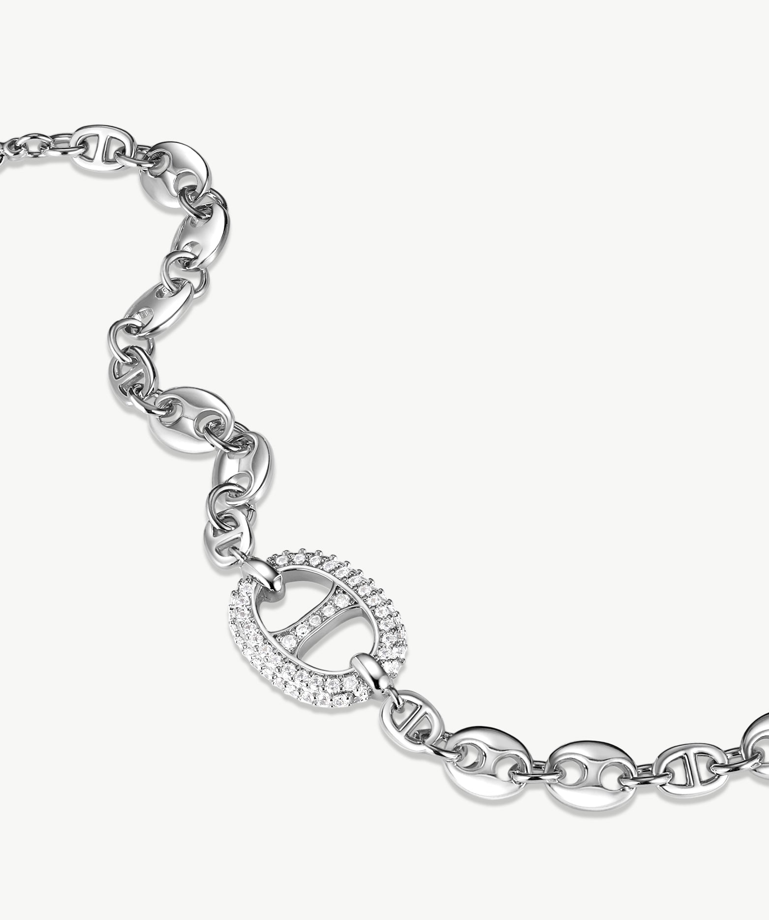 Silver Pave Mariner Chain Bracelet – Rhodium-Plated | MaiaMina