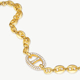 Gold Mariner Chain Bracelet with Pavé Link – 18ct Gold Plated Jewelry | MaiaMina