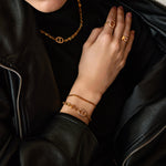 Gold Mariner Chain Bracelet with Pavé Link – 18ct Gold Plated Jewelry | MaiaMina