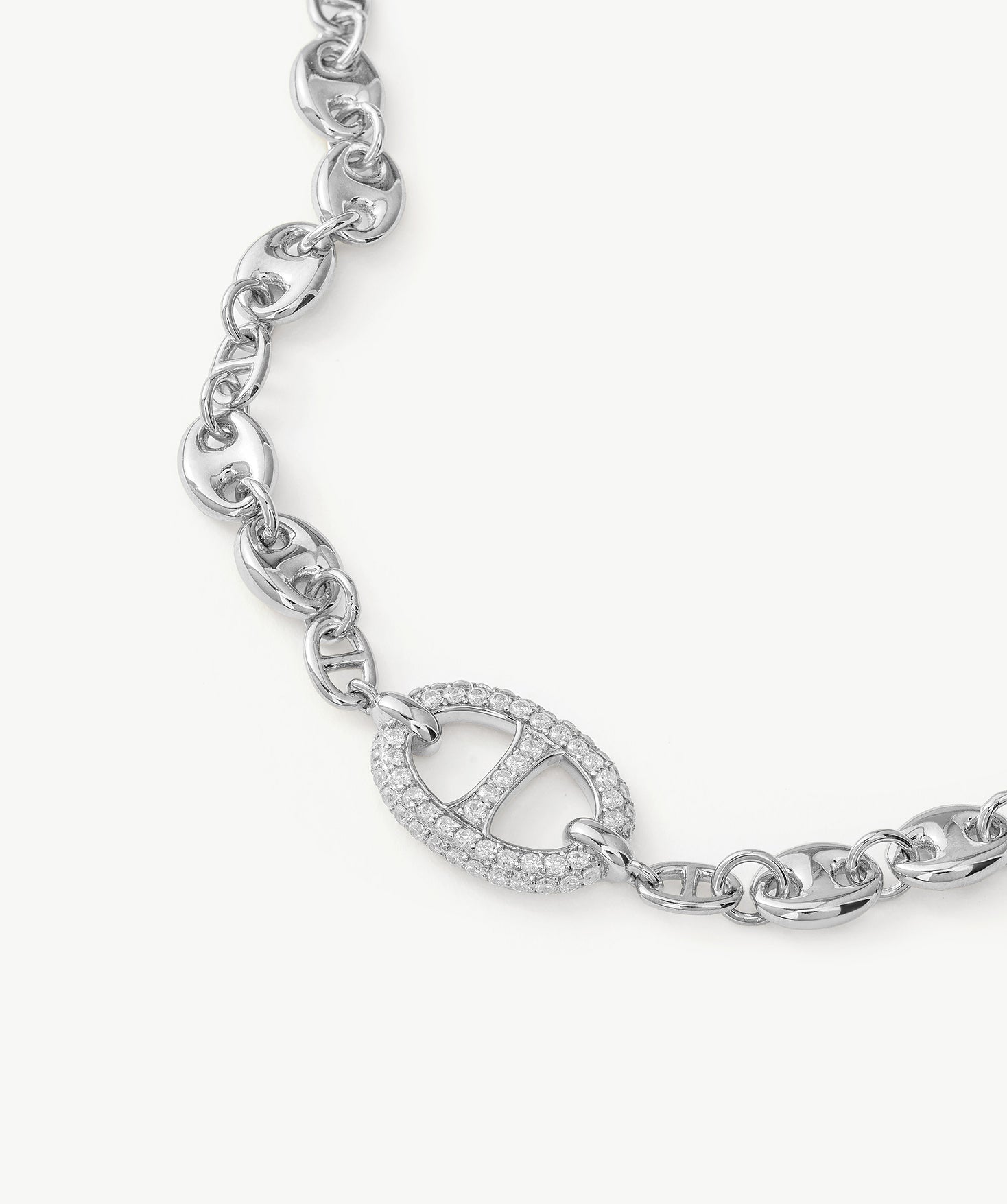 Silver Pave Mariner Chain Bracelet – Rhodium-Plated | MaiaMina