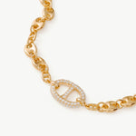 Gold Mariner Chain Bracelet with Pavé Link – 18ct Gold Plated Jewelry | MaiaMina