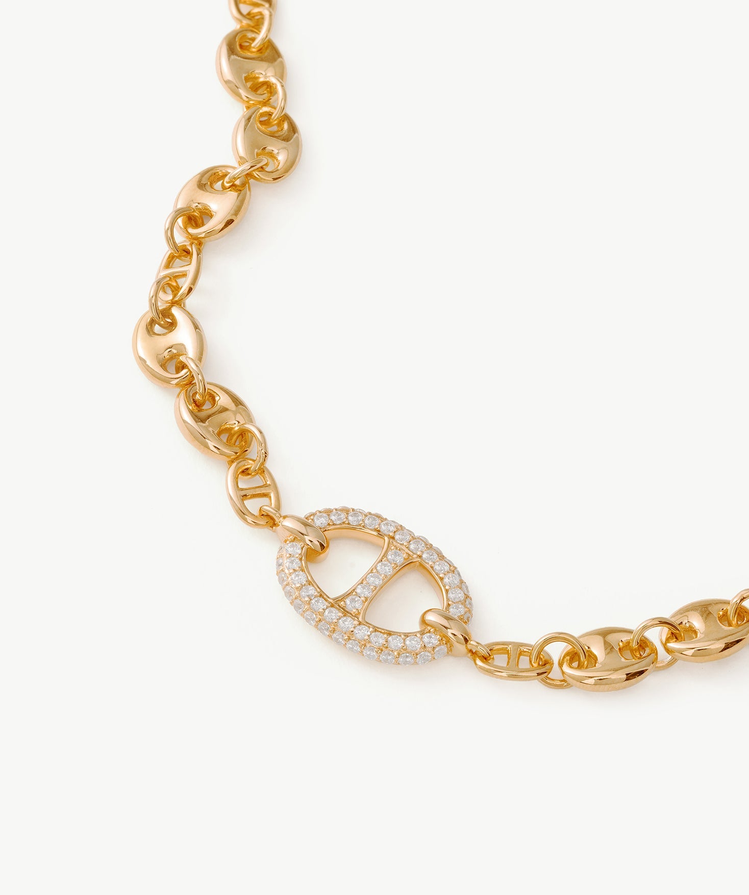 Gold Mariner Chain Bracelet with Pavé Link – 18ct Gold Plated Jewelry | MaiaMina