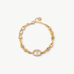 Gold Mariner Chain Bracelet with Pavé Link – 18ct Gold Plated Jewelry | MaiaMina