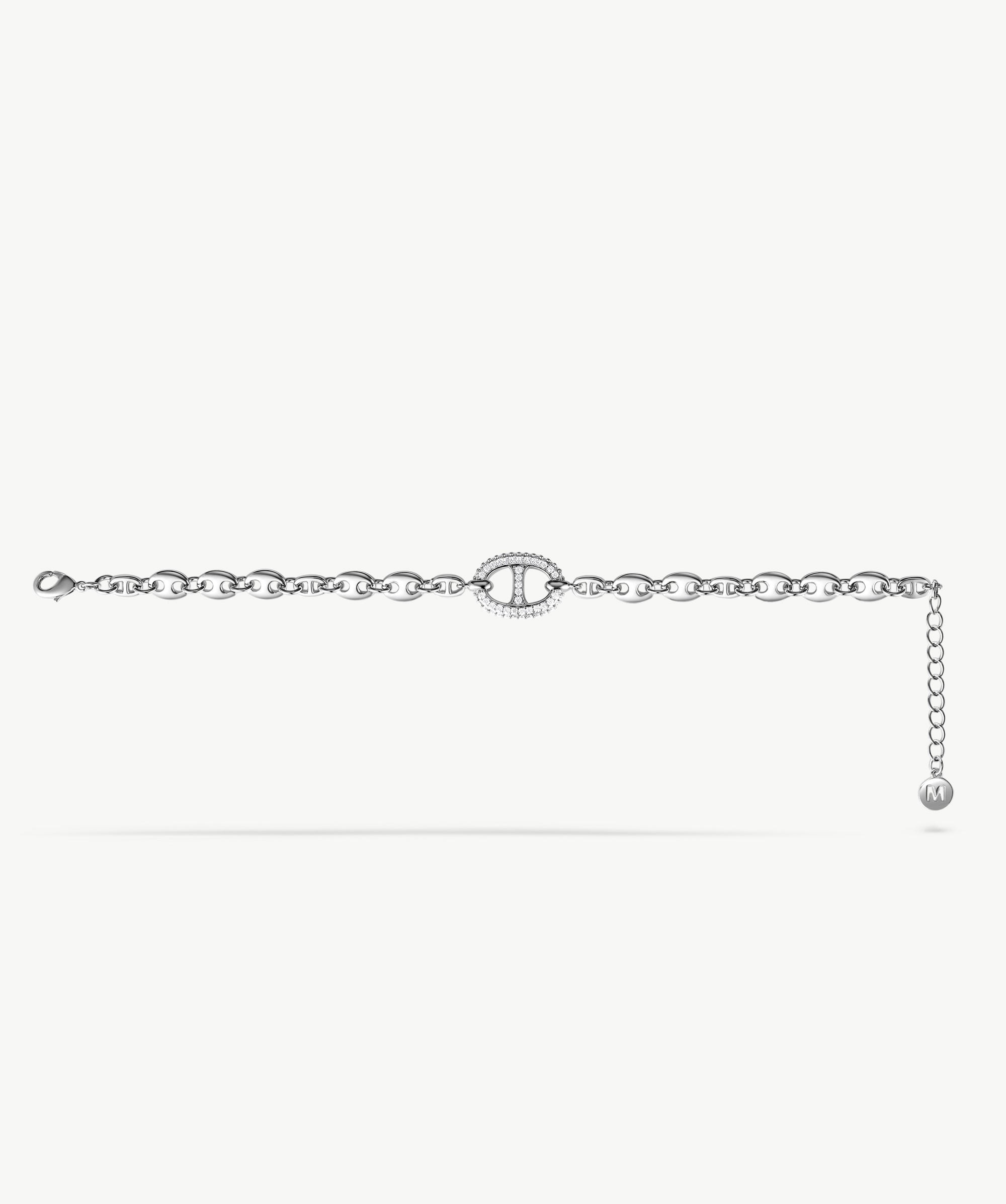 Silver Pave Mariner Chain Bracelet – Rhodium-Plated | MaiaMina