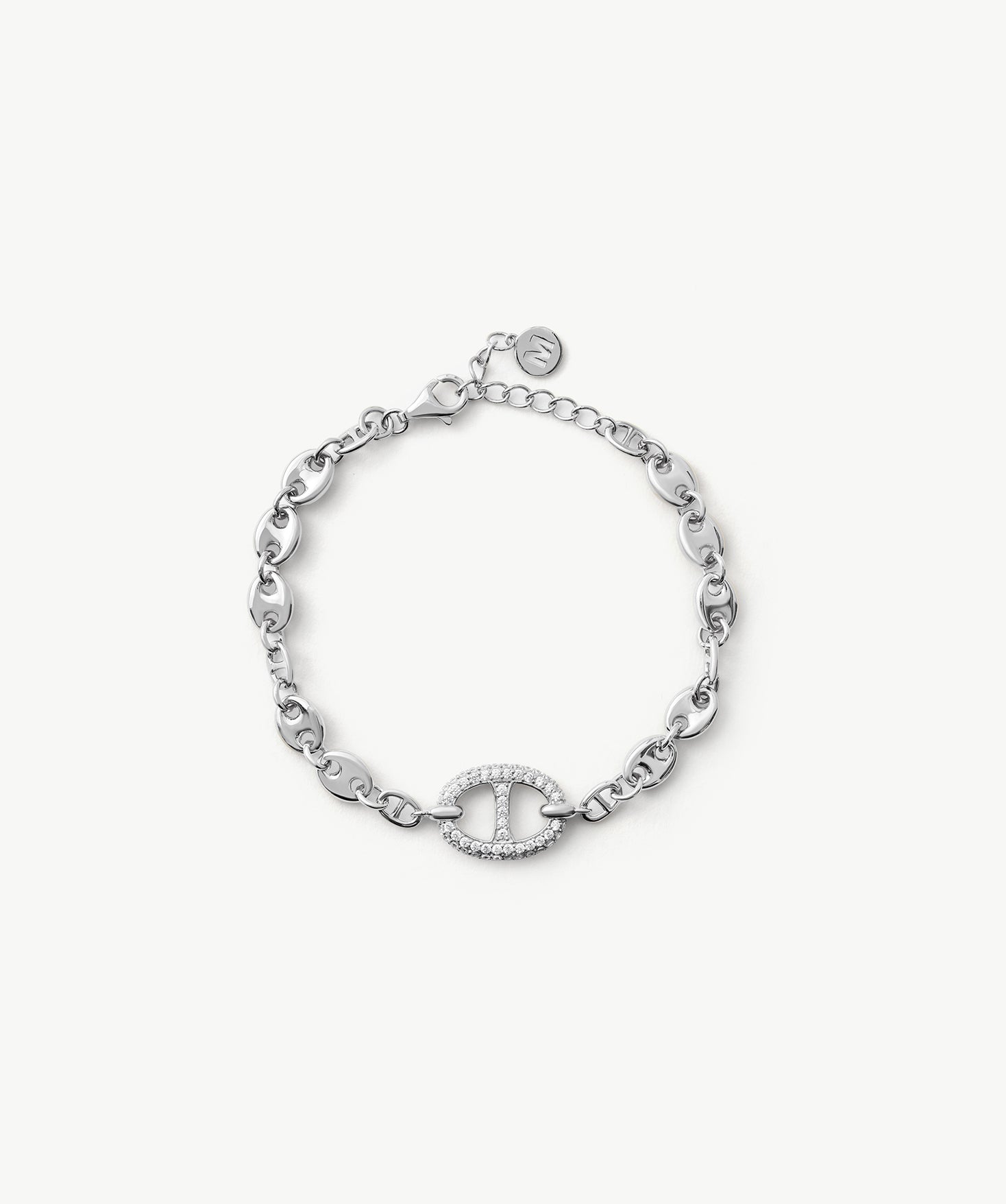 Silver Pave Mariner Chain Bracelet – Rhodium-Plated | MaiaMina