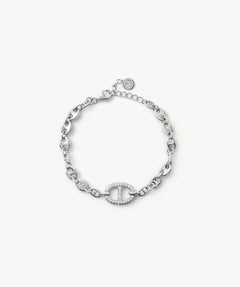 Silver Pave Mariner Chain Bracelet – Rhodium-Plated | MaiaMina