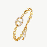 Gold Mariner Chain Bracelet with Pavé Link – 18ct Gold Plated Jewelry | MaiaMina